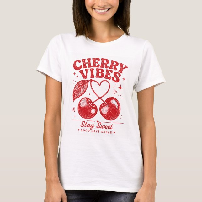 Cherry Vibes Retro Graphic Shirt (Front)