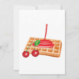 Cherry Waffle Breakfast with Syrup Invitation