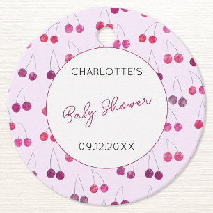 Cherry Watercolor Baby Shower Personalised Favour Tags
