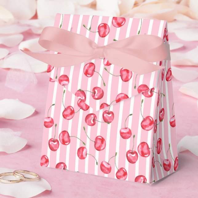 Cherry Watercolor Pattern Favour Box (Wedding)