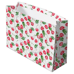 Cherry Watercolor Pattern Large Gift Bag