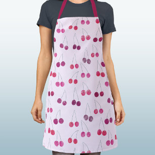 Cherry Watercolor Pattern Pink Apron