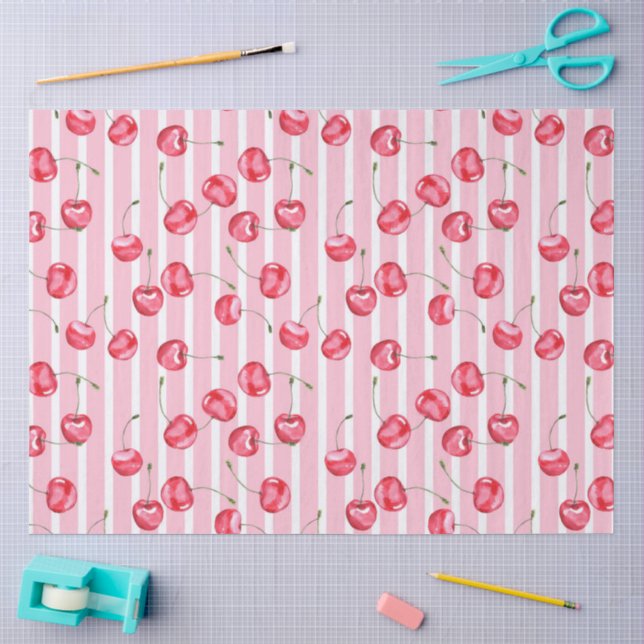 Cherry Watercolor Pattern Tissue Paper (Craft)