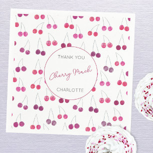 Cherry Watercolor Thank You Personalised Napkin