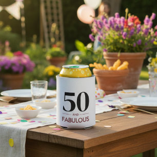 Cherry Wine 50 & Fabulous Typography 50th Birthday Can Cooler