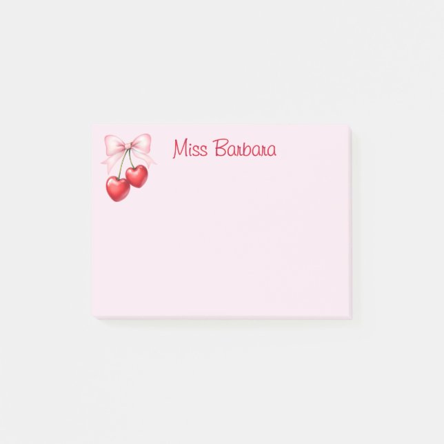 Cherry With Coquette Bow Custom Post-it Notes (Front)