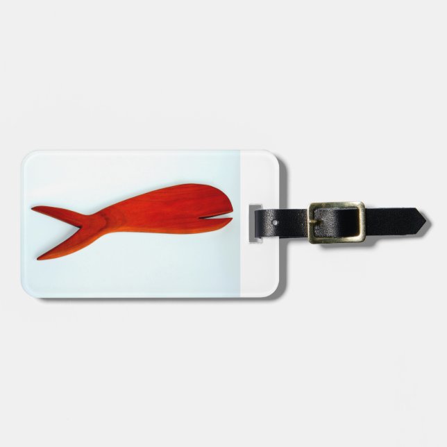 cherry wood fish luggage tag (Front Horizontal)