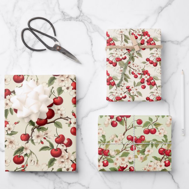  Cherry Wrapping Paper Sheet (Front)