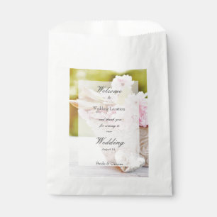 Cherryblossoms pink flowers editable wedding favour bags
