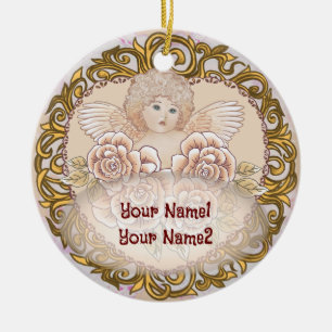 Cherub Angel Heart  Ceramic Tree Decoration