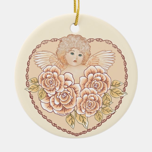 Cherub Angel Heart custom ornament  (Front)