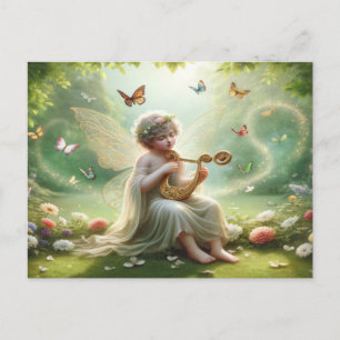 Cherub Angel Playing Harp Postcard