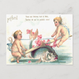 Cherub Angel See-Saw Fish Postcard
