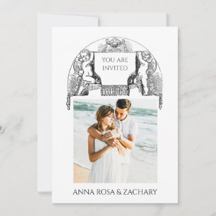 *~* Cherub AR6 Victorian QR PHOTO RSVP Wedding Invitation