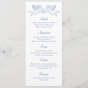 Cherub Cupid Couple Holding Heart Wedding Menu