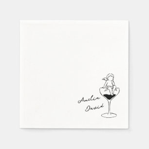 Cherub Cupid Hand Drawn Personalised Wedding Napkin