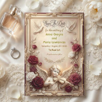 Cherub & Doves Ornate Save The Date