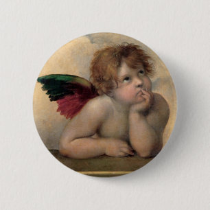 Cherub from Sistine Madonna by Raphael 6 Cm Round Badge