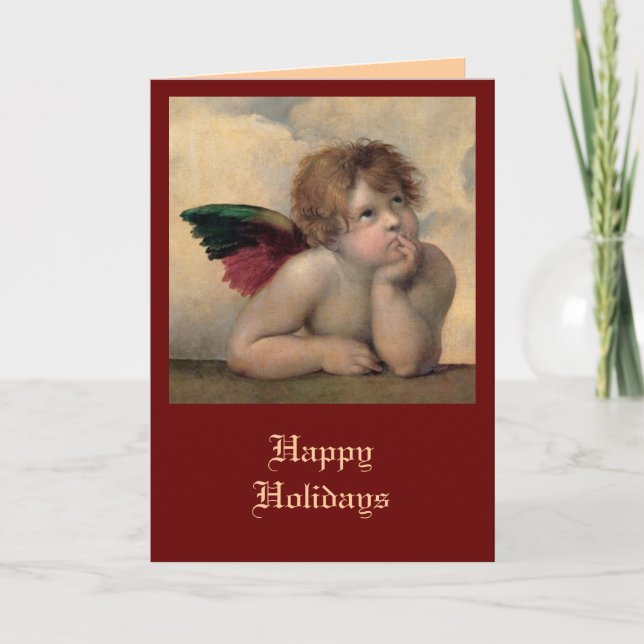 Cherub from Sistine Madonna by Raphael Holiday Card (Front)