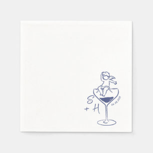 Cherub Hand Drawn Cupid Icon Cocktail Wedding  Napkin