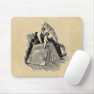 Cherub on Writing Desk Mouse Pad