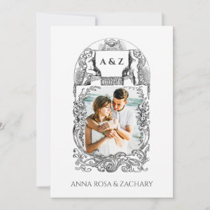 *~* Cherub Victorian QR PHOTO AR6 RSVP Wedding Invitation