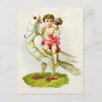 Cherub with Roses Riding a Dove