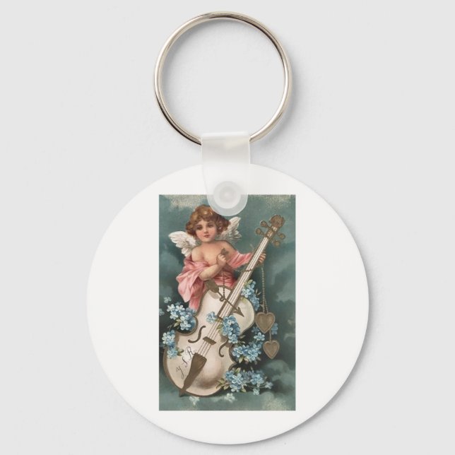 Cherub with Violin Key Ring (Front)