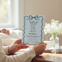 Cherubic Angel Baby Blue Striped Baby Shower
