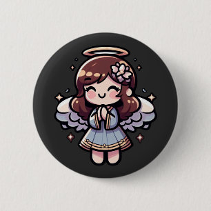 Cherubic Anime Angel - angelic, kawaii, 6 Cm Round Badge