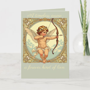 Cherubic Figure With A Garland Of Tiny White Flowe Card