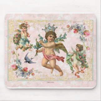 Cherubs & Angels Victorian Roses Mouse Pad Pink