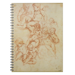 Cherubs, early 17th century (red chalk on paper) spiral notebook