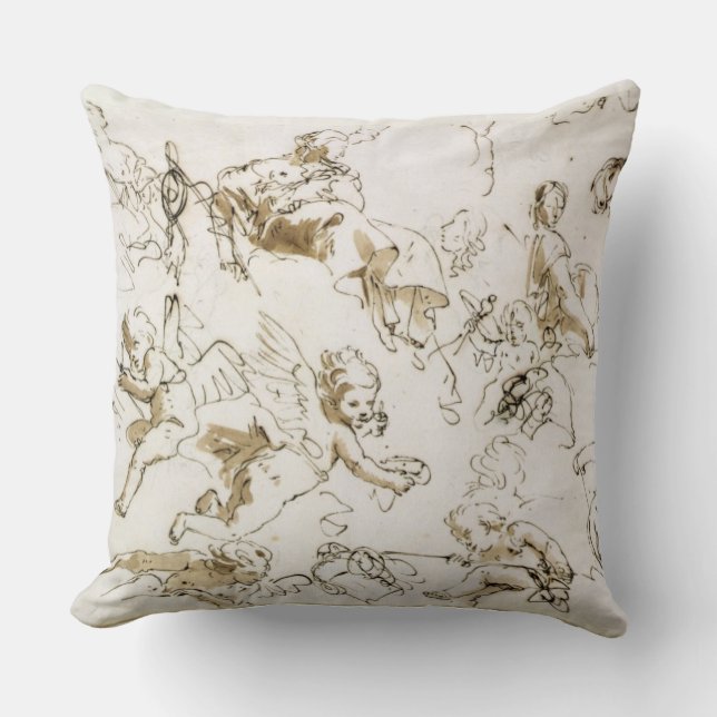 Cherubs, early 18th century (pen and ink and wash cushion (Front)