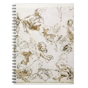 Cherubs, early 18th century (pen and ink and wash spiral notebook