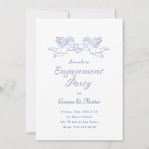 Cherubs Holding Heart Couples Engagement Party Invitation