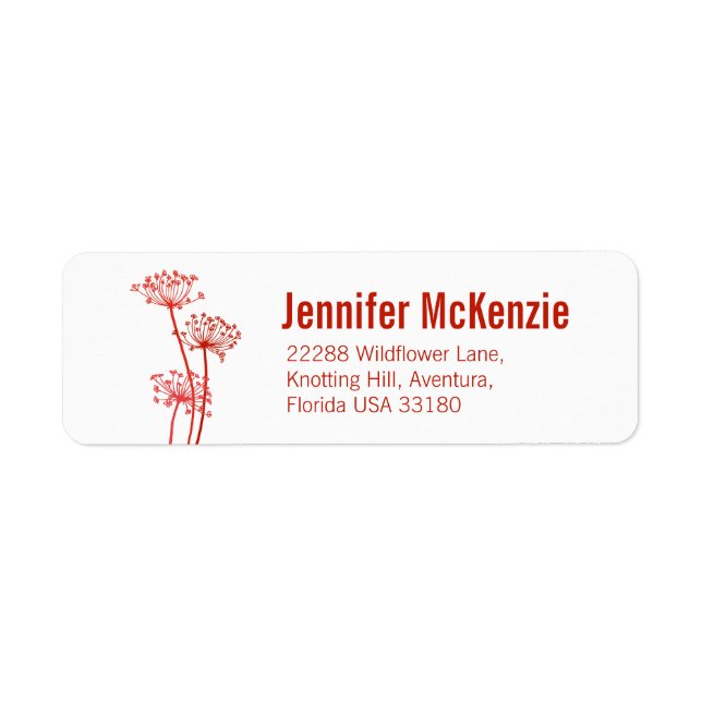 Chervil modern dark red wedding slim reply labels (Front)