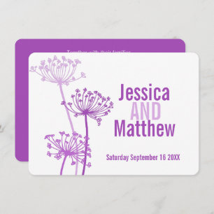 Chervil modern flower purple pink wedding invite