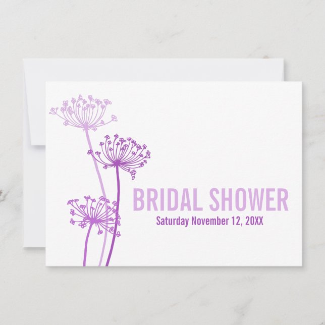 Chervil modern purple bridal shower invitation (Front)
