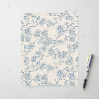 Chery blossom branches in blue and off white
