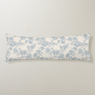 Chery blossom branches in blue and off white body cushion