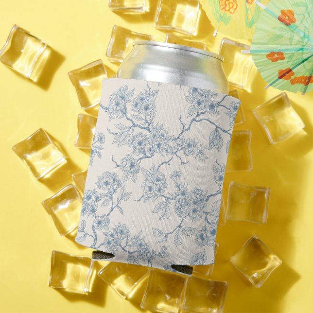 Chery blossom branches in blue and off white can cooler (In Situ Summer)