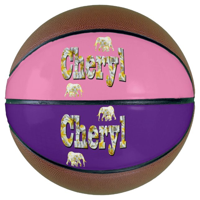 Cheryl Name With Elephants, Basketball (Front)