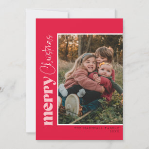 CHERYL Red and Pink Christmas Photo Card