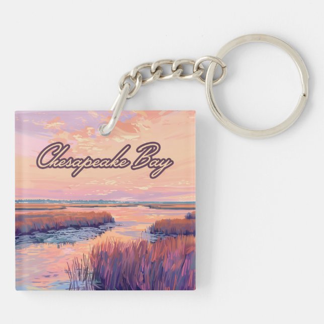 Chesapeake Bay Annapolis Maryland Virginia Sunrise Key Ring (Back)