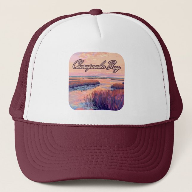 Chesapeake Bay Annapolis Maryland Virginia Sunrise Trucker Hat (Front)