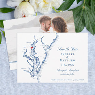 Chesapeake Bay Annapolis MD Navy Blue Wedding Save The Date