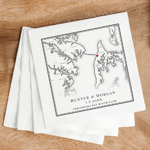 Chesapeake Bay Beach Club Black White Wedding Napkin