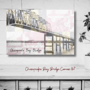 Chesapeake Bay Bridge Maryland Flag Canvas Print