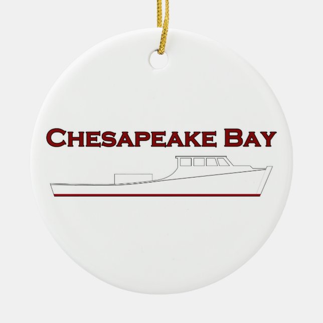 Chesapeake Bay Deadrise Workboat Ceramic Tree Decoration (Front)